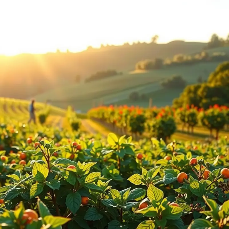 A scenic view of vibrant vegetables growing abundantly in a sunlit field.