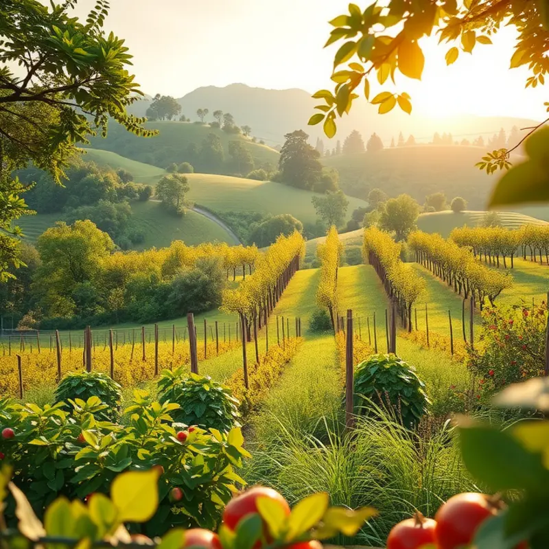 Sunlit field showcasing vibrant vegetables and fruits, symbolizing essential macronutrients.