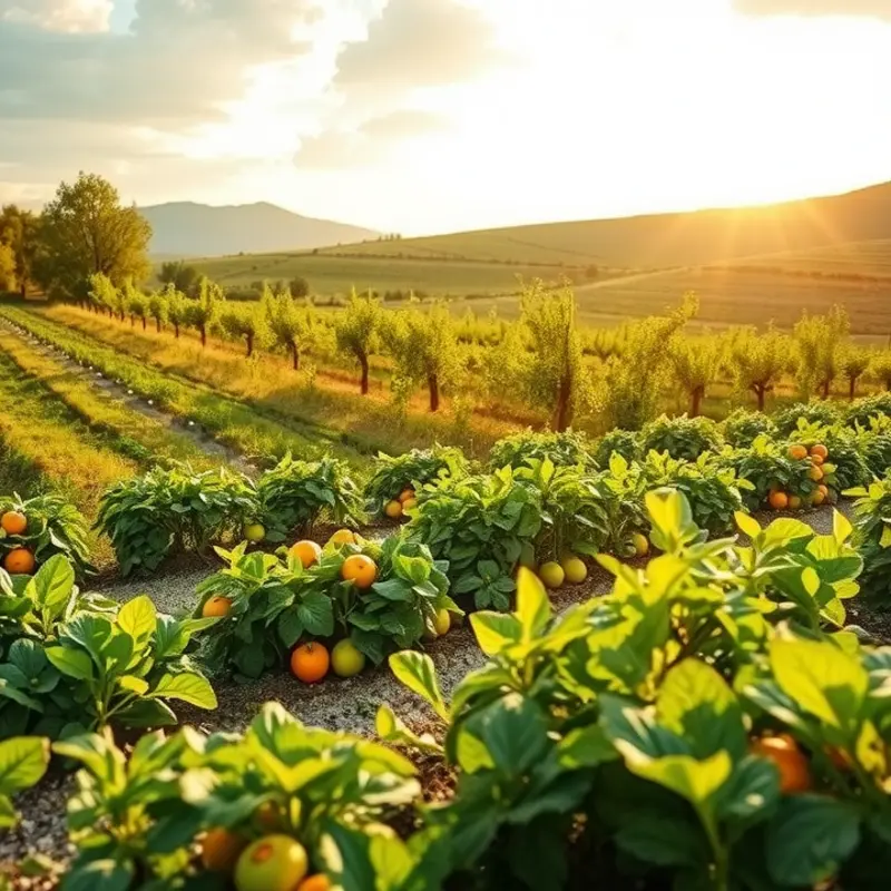 Sunlit quinoa fields blooming with organic crops.