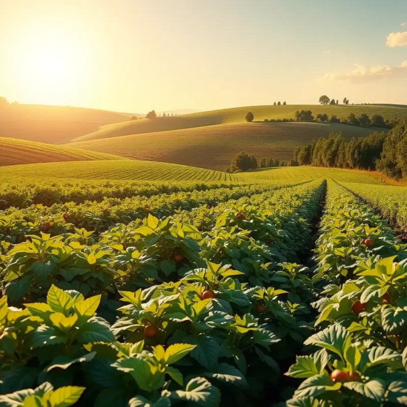 A sunlit field ripe with organic produce, symbolizing the essence of healthy hydration.