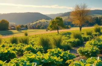 A beautiful field of organic produce flourishing in a sunlit environment, reflecting healthy nutrition.