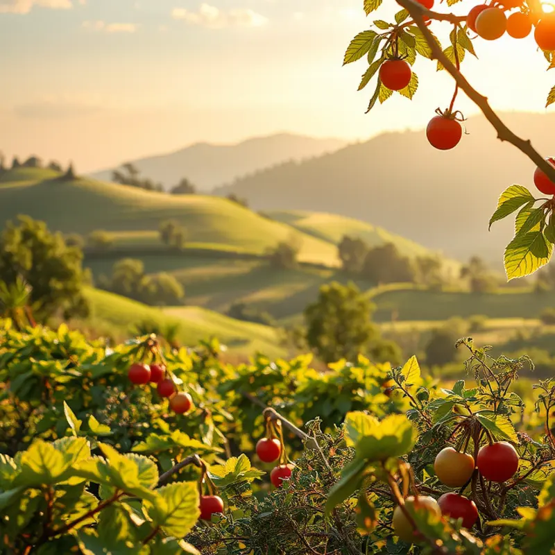 A harmonious landscape representing the essence of a balanced plate with fresh produce.