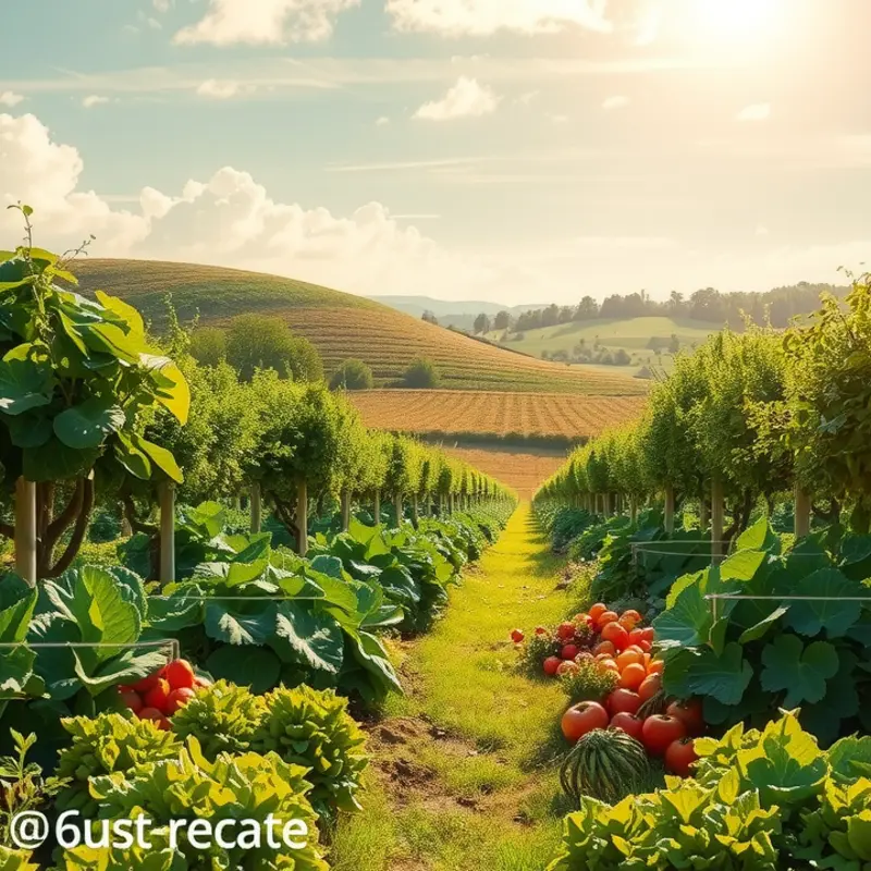 A vibrant sunlit orchard brimming with organic produce.