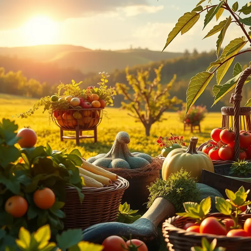 A vibrant arrangement of fruits and vegetables, showcasing nature’s bounty.