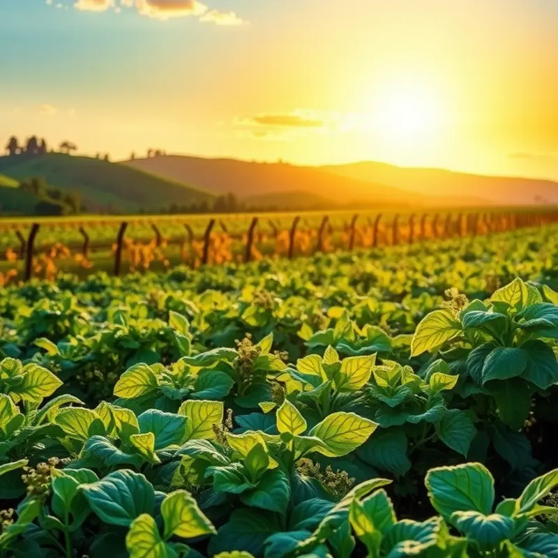A sunlit field rich in organic produce, symbolizing abundance and nourishment.