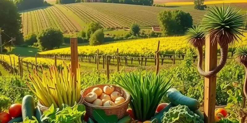 A serene field depicting an abundance of fresh produce in natural light.