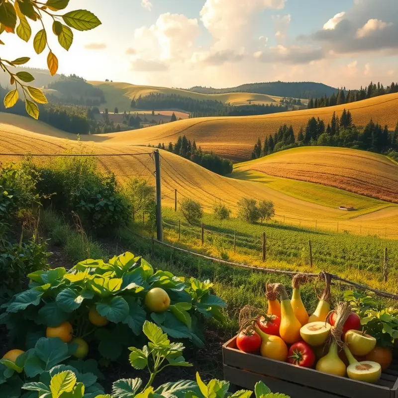 A sunlit field showcasing vibrant, organic produce.