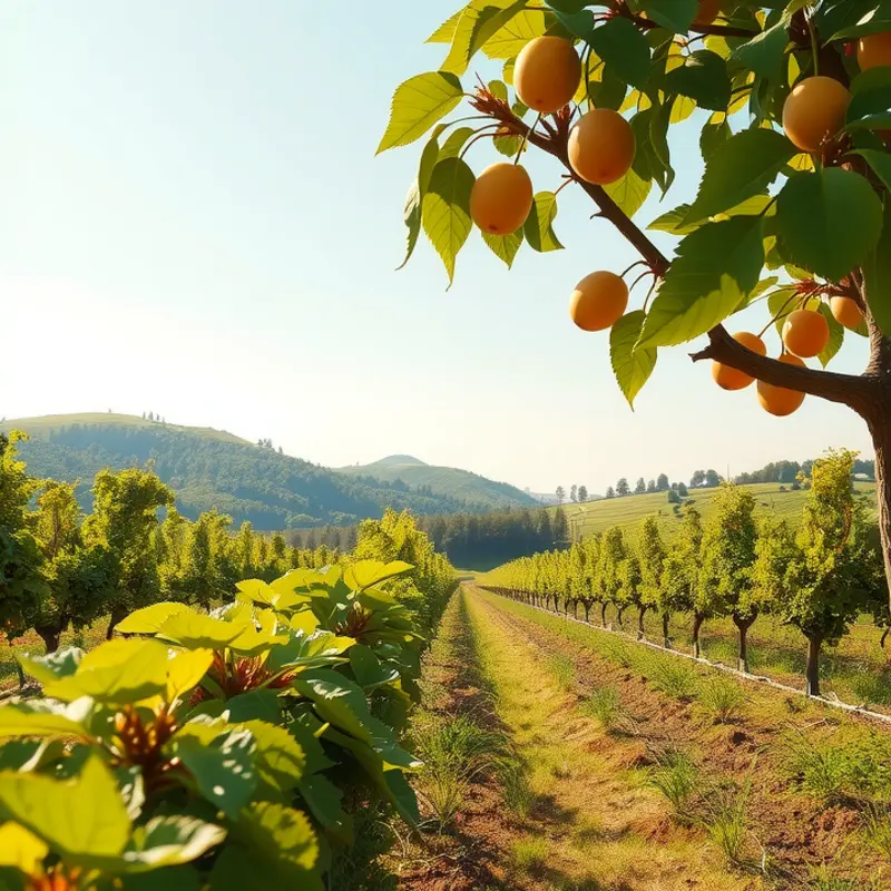 An idyllic orchard showcasing the vibrant ingredients used in traditional Laddu preparation.