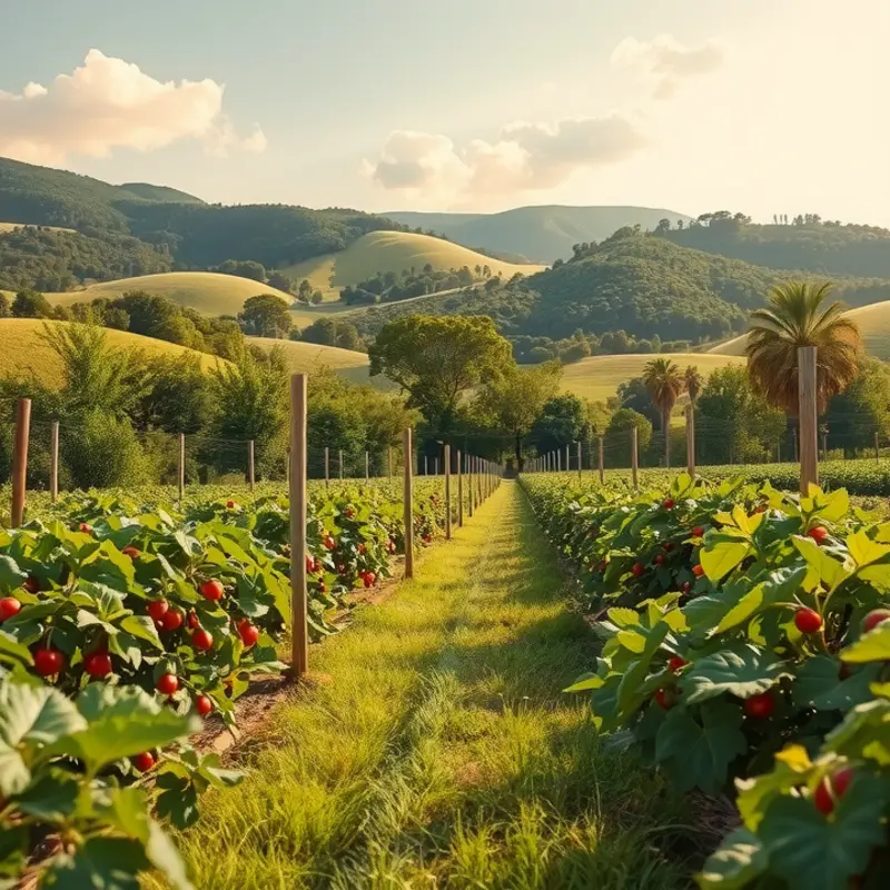 A sunlit field showcasing the vast array of fruits and vegetables reflective of the Mediterranean diet.