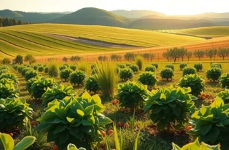 A vibrant field filled with colorful fruits and vegetables, representing the abundance of healthy, mindful eating.