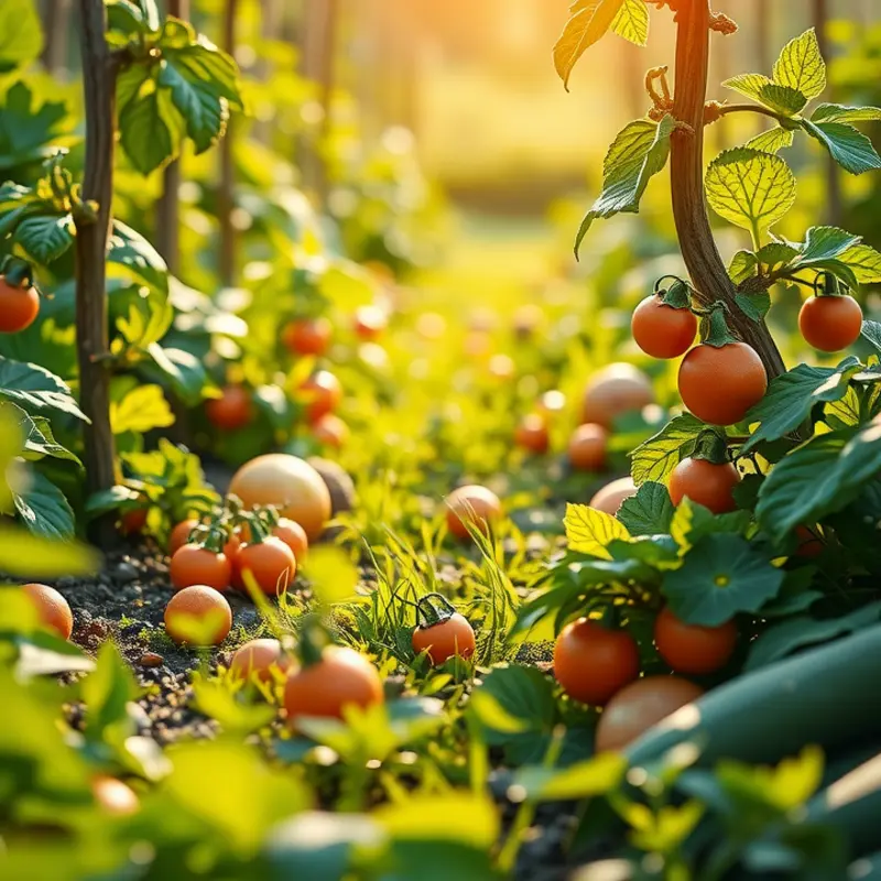 A sunlit field abundant with healthy, organic produce.