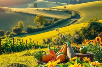 A radiant natural landscape filled with organic produce, embodying the essence of nutrition.