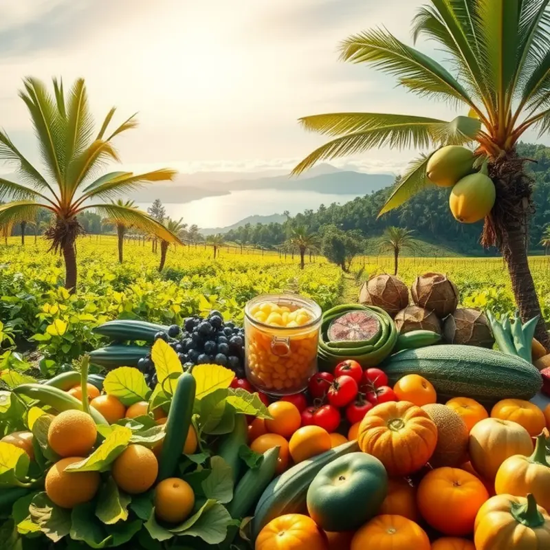A vibrant landscape representing natural sweeteners and organic produce.