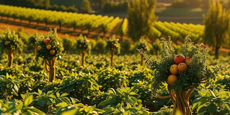 A lush landscape featuring organic vegetables and fruits, highlighting the connection between nature and health.