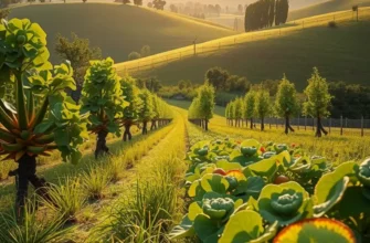 A scenic view of a lush field filled with healthy organic produce, promoting healthy eating habits.