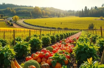 A scenic view of a lush field filled with organic produce for sustainable food preservation.