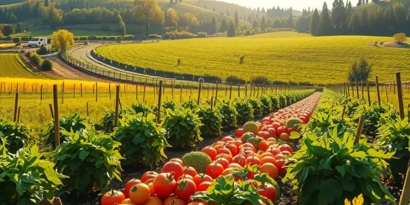 A scenic view of a lush field filled with organic produce for sustainable food preservation.