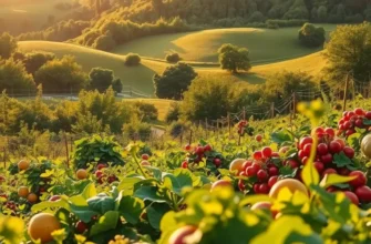 A breathtaking landscape illustrating the beauty of organic produce in harmony with nature.