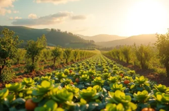 A serene landscape filled with natural organic elements showcasing healthy, abundant growth.