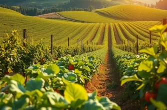 A natural landscape featuring an abundance of organic vegetables in a sunlit field.
