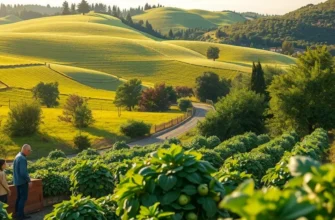 A beautiful landscape representing the abundance of fresh organic produce growing in nature.