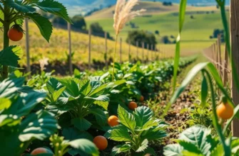 A lush orchard with bright fruits and vegetables, illustrating the beauty of healthy eating.