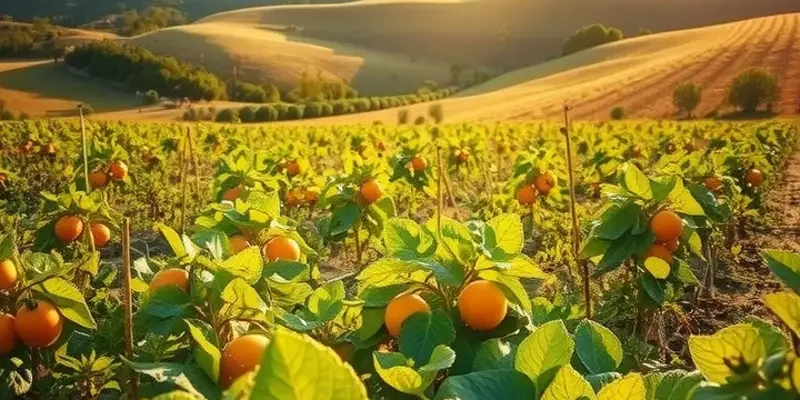 Vibrant fields filled with healthy vegetables and fruits, emphasizing the theme of natural wellness.