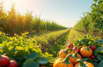 A scenic view of a field filled with fresh organic vegetables and fruits, emphasizing healthy nutrition.