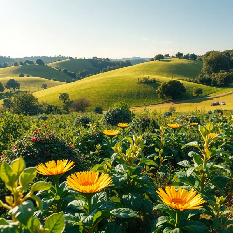 Vibrant produce growing naturally in a sunlit field.