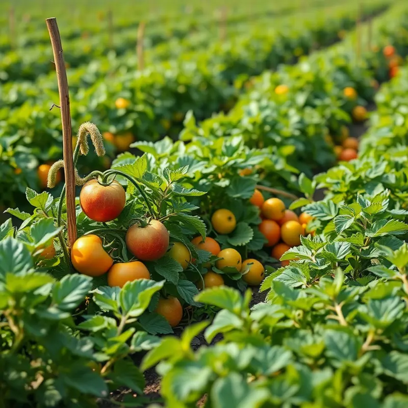A vibrant field filled with organic fruits and vegetables.