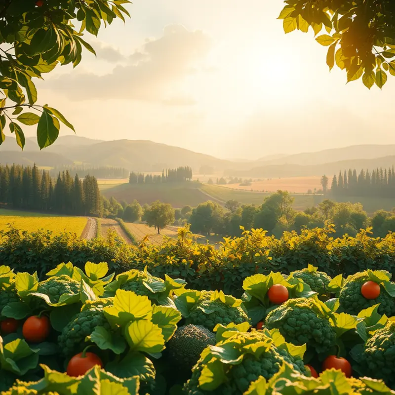 A vibrant organic landscape showcasing fresh produce.