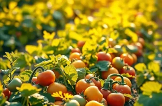 A sunlit field filled with vibrant vegetables and fruits, showcasing an abundance of organic produce.