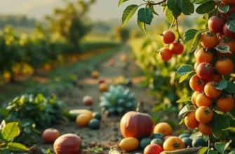 A scenic view of a landscape overflowing with vibrant fruits and vegetables, symbolizing the abundance of organic nutrition.