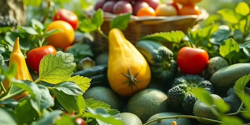 A picturesque landscape showcasing vibrant produce amidst natural greenery.
