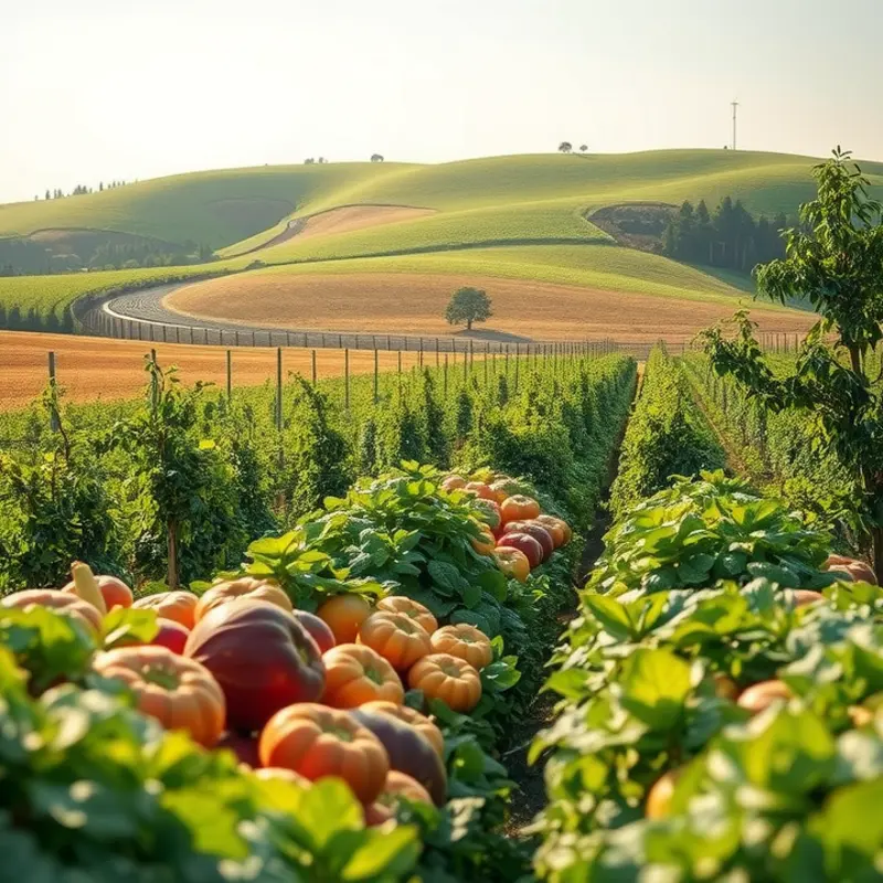 A vibrant orchard lush with organic produce.
