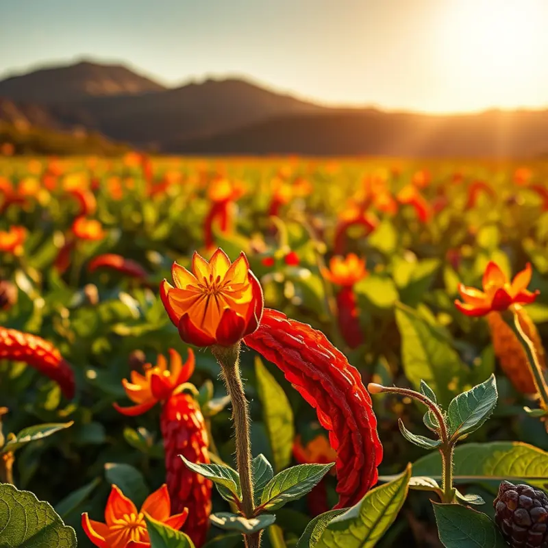 A sunlit field rich in spices reflecting North African culinary tradition.