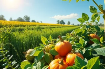 A beautiful landscape showcasing a sunlit field of abundant organic vegetables and fruits, promoting healthy eating.