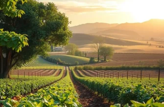 An expansive view of a sunlit field with fresh produce growing among vibrant greenery.