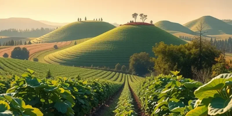 A vibrant sunlit field filled with fresh organic produce, depicting abundance and nourishment.