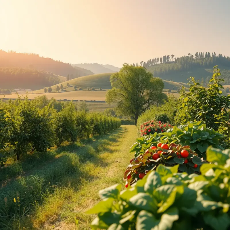 A beautiful sunlit landscape showcasing the organic abundance found in nature.