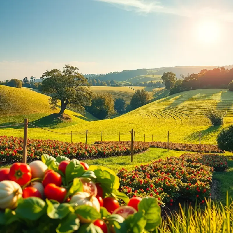 A vibrant landscape showcasing natural produce, symbolizing nutrient-rich foods for immune support.