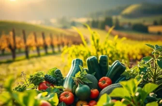 A serene landscape showing lush fruits and vegetables in a natural setting, reflecting the theme of nutrition.