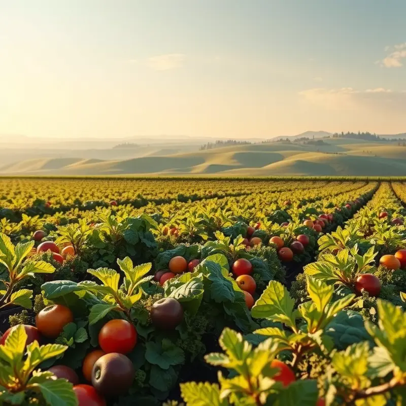 A serene landscape showcasing the abundance of healthy, nutritious food.