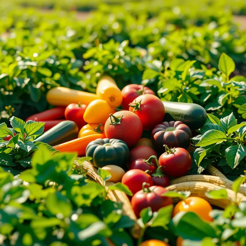 A serene landscape showcasing the abundance of healthy produce.