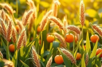 A scenic landscape with bright vegetables and fruits flourishing in sunlight, symbolizing healthy nutrition.