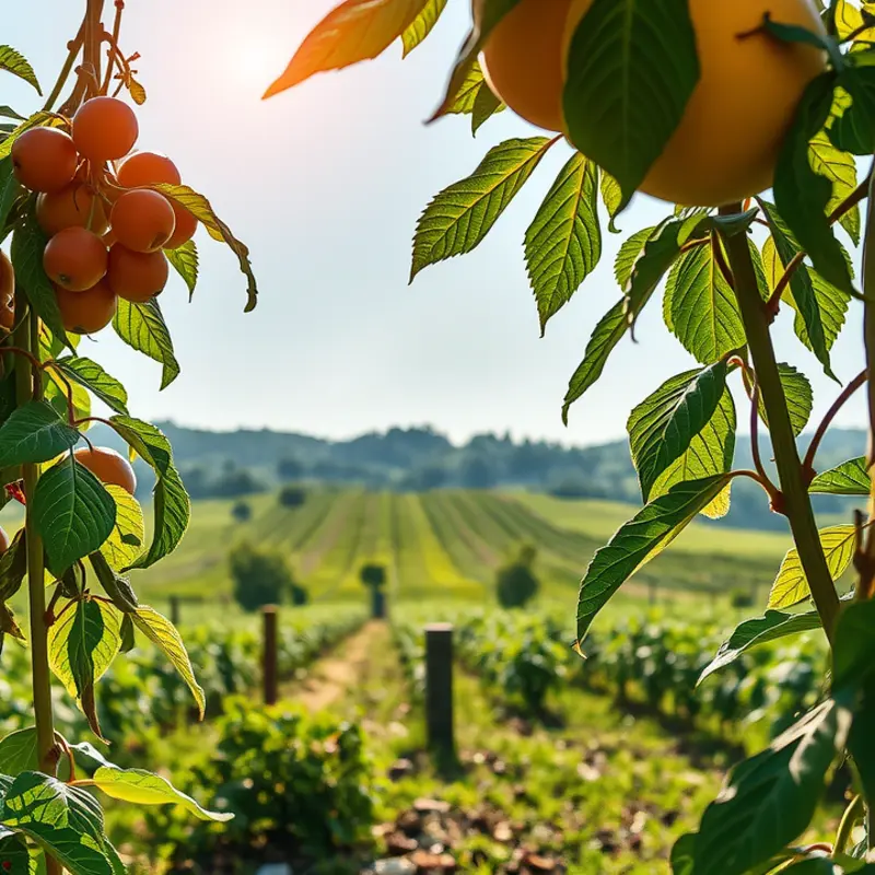 A vibrant orchard symbolizing the natural abundance of dried fruits.