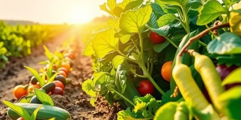 A scenic field with abundant fruits and vegetables, reflecting the beauty of nutritious produce.