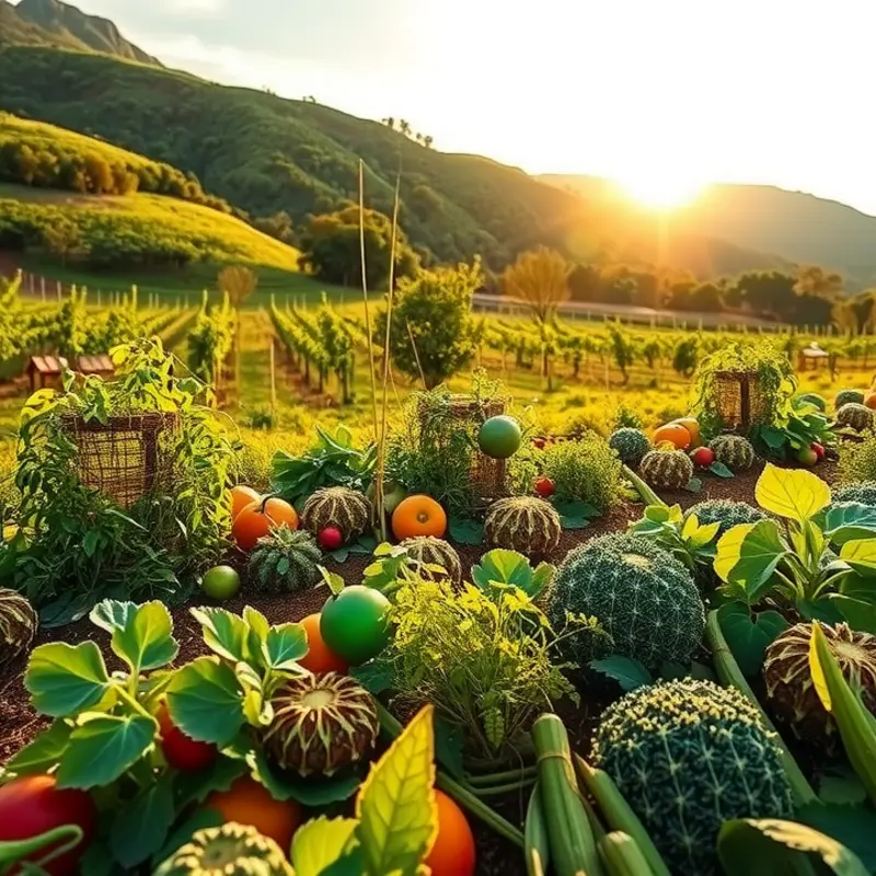 A stunning natural landscape rich with organic vegetables and fruits.