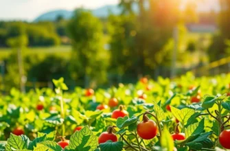 A beautiful sunlit field showcasing the richness of organic produce and nature.