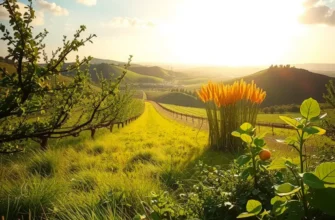 A serene landscape filled with vegetables and fruits that reflect healthy nutrition.